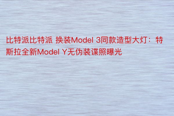 比特派比特派 换装Model 3同款造型大灯：特斯拉全新Model Y无伪装谍照曝光