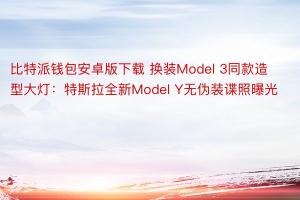 比特派钱包安卓版下载 换装Model 3同款造型大灯：特斯拉全新Model Y无伪装谍照曝光