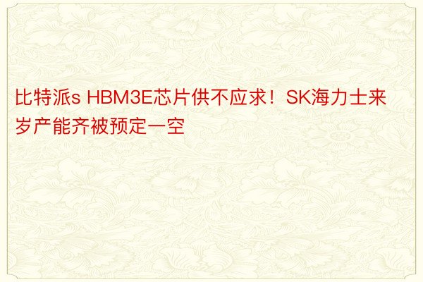 比特派s HBM3E芯片供不应求！SK海力士来岁产能齐被预定一空