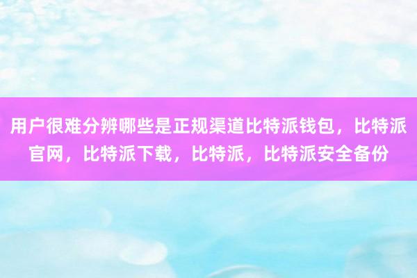 用户很难分辨哪些是正规渠道比特派钱包，比特派官网，比特派下载，比特派，比特派安全备份