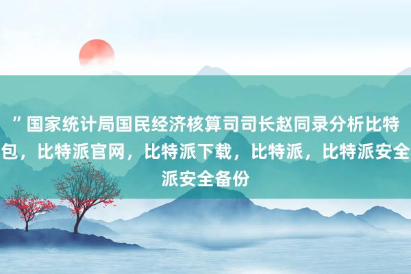 ”国家统计局国民经济核算司司长赵同录分析比特派钱包，比特派官网，比特派下载，比特派，比特派安全备份