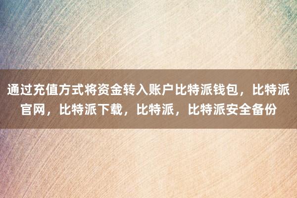 通过充值方式将资金转入账户比特派钱包，比特派官网，比特派下载，比特派，比特派安全备份