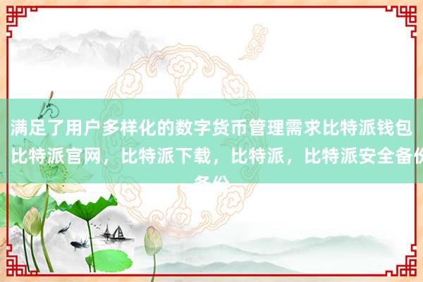 满足了用户多样化的数字货币管理需求比特派钱包，比特派官网，比特派下载，比特派，比特派安全备份