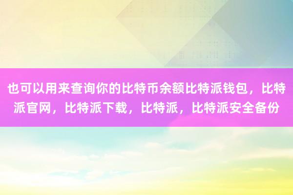 也可以用来查询你的比特币余额比特派钱包，比特派官网，比特派下载，比特派，比特派安全备份